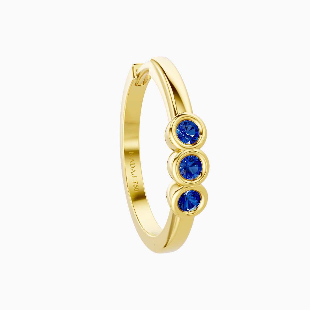 Leto | 18k Yellow Gold 11 mm Trilogy Sapphire Hoop Piercing