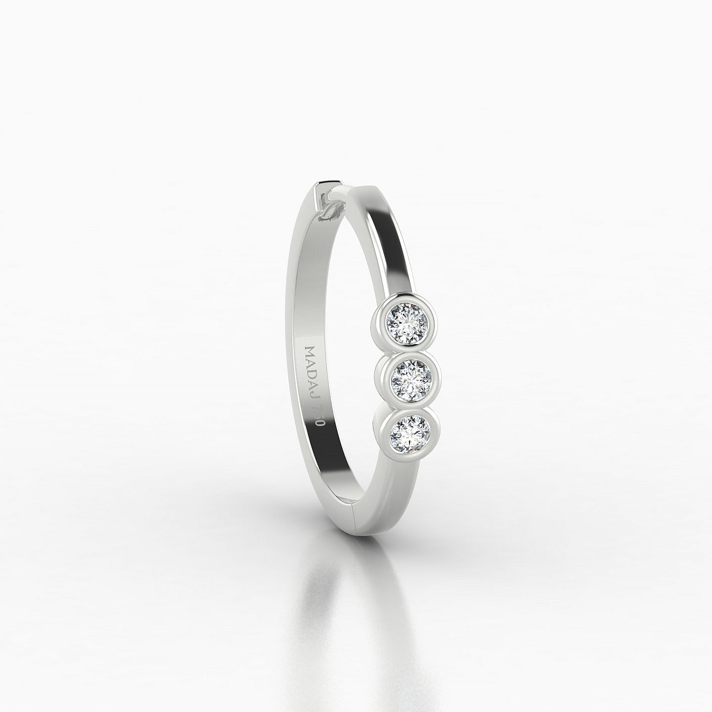 Leto | 18k White Gold 11 mm Trilogy Diamond Hoop Piercing