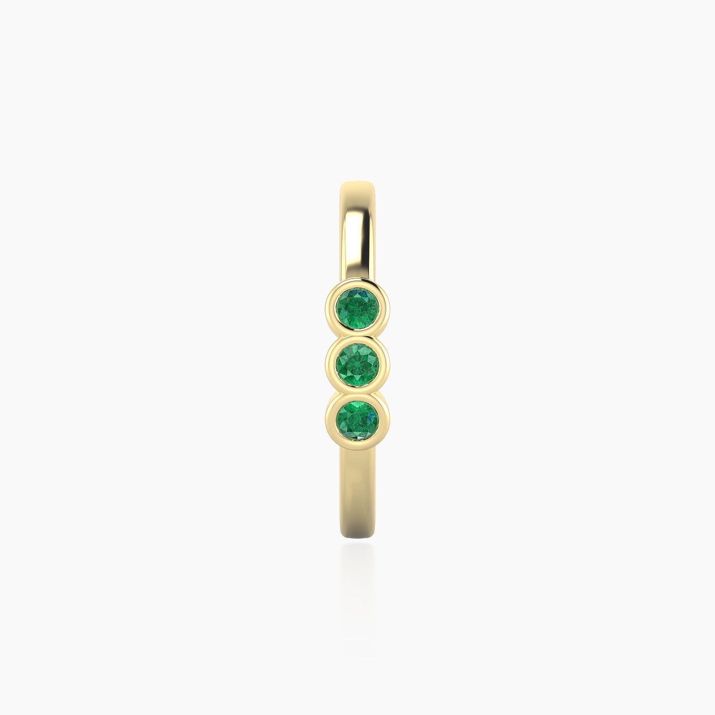 Leto | 18k Yellow Gold 11 mm Trilogy Emerald Hoop Piercing