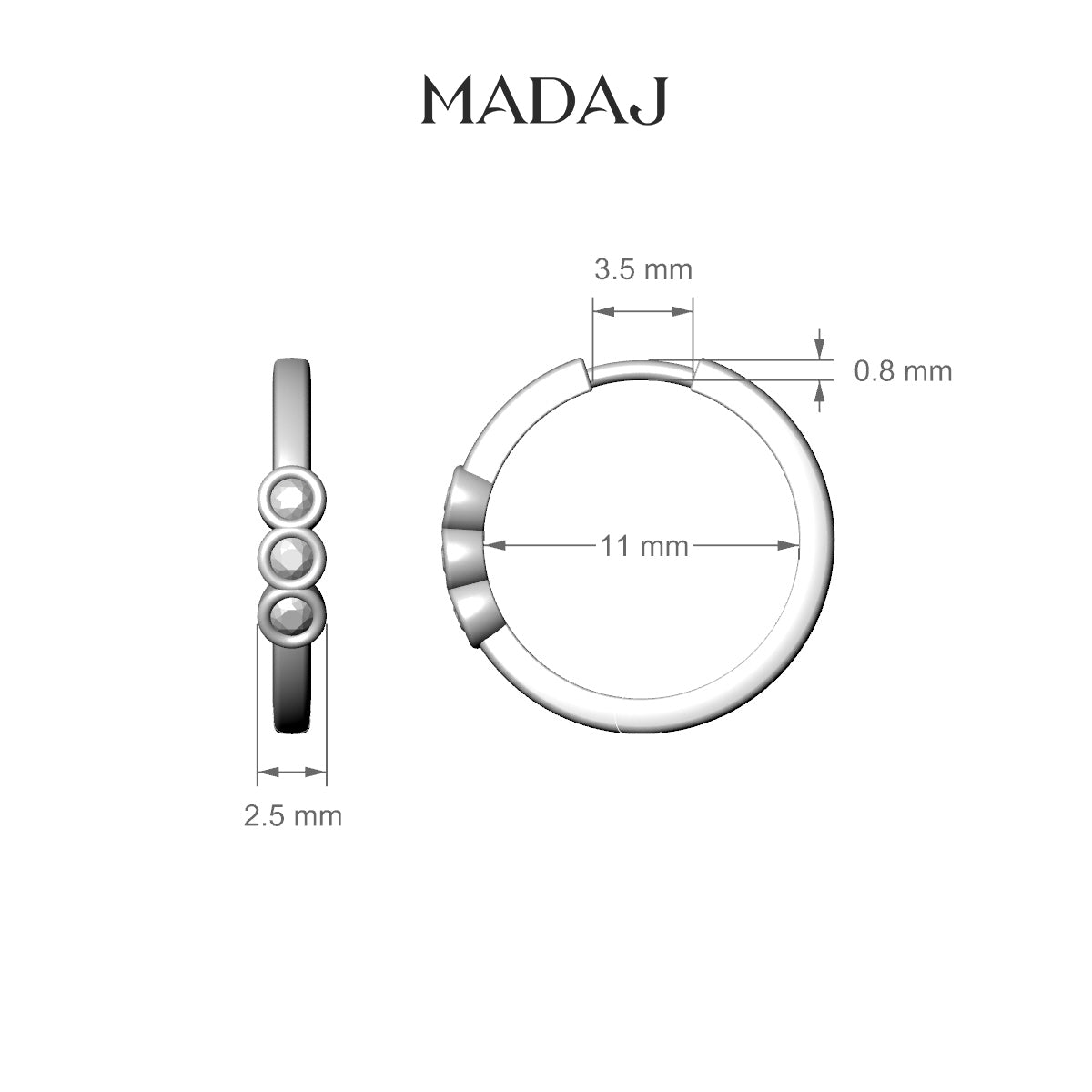 Leto | 18k White Gold 11 mm Trilogy Emerald Hoop Piercing