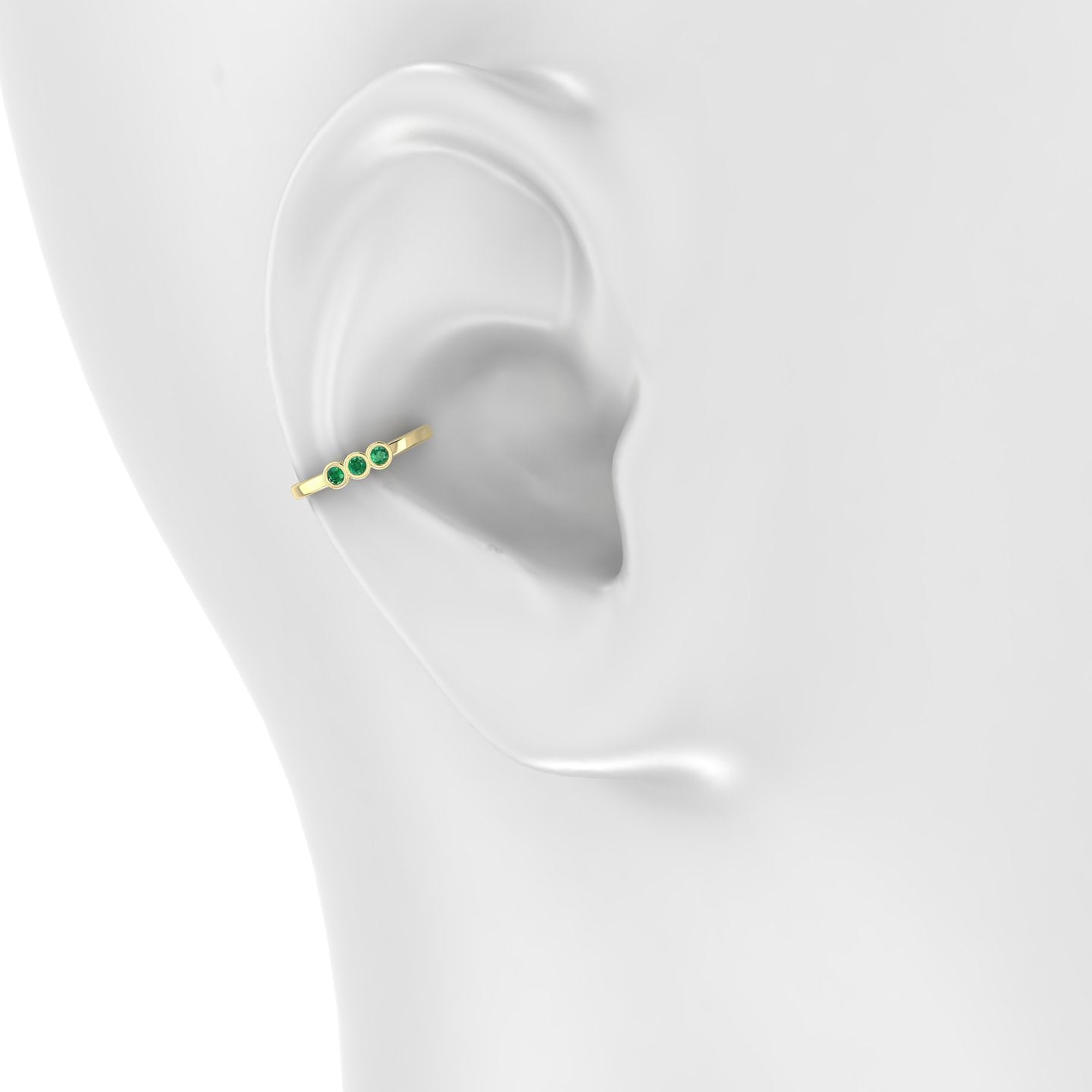 Leto | 18k Yellow Gold 11 mm Trilogy Emerald Hoop Piercing