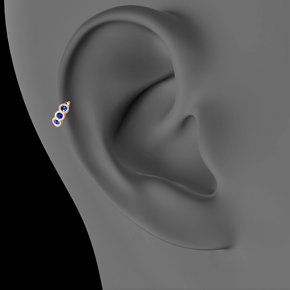 Leto | 18k Rose Gold 5 mm Trilogy Sapphire Hoop Piercing
