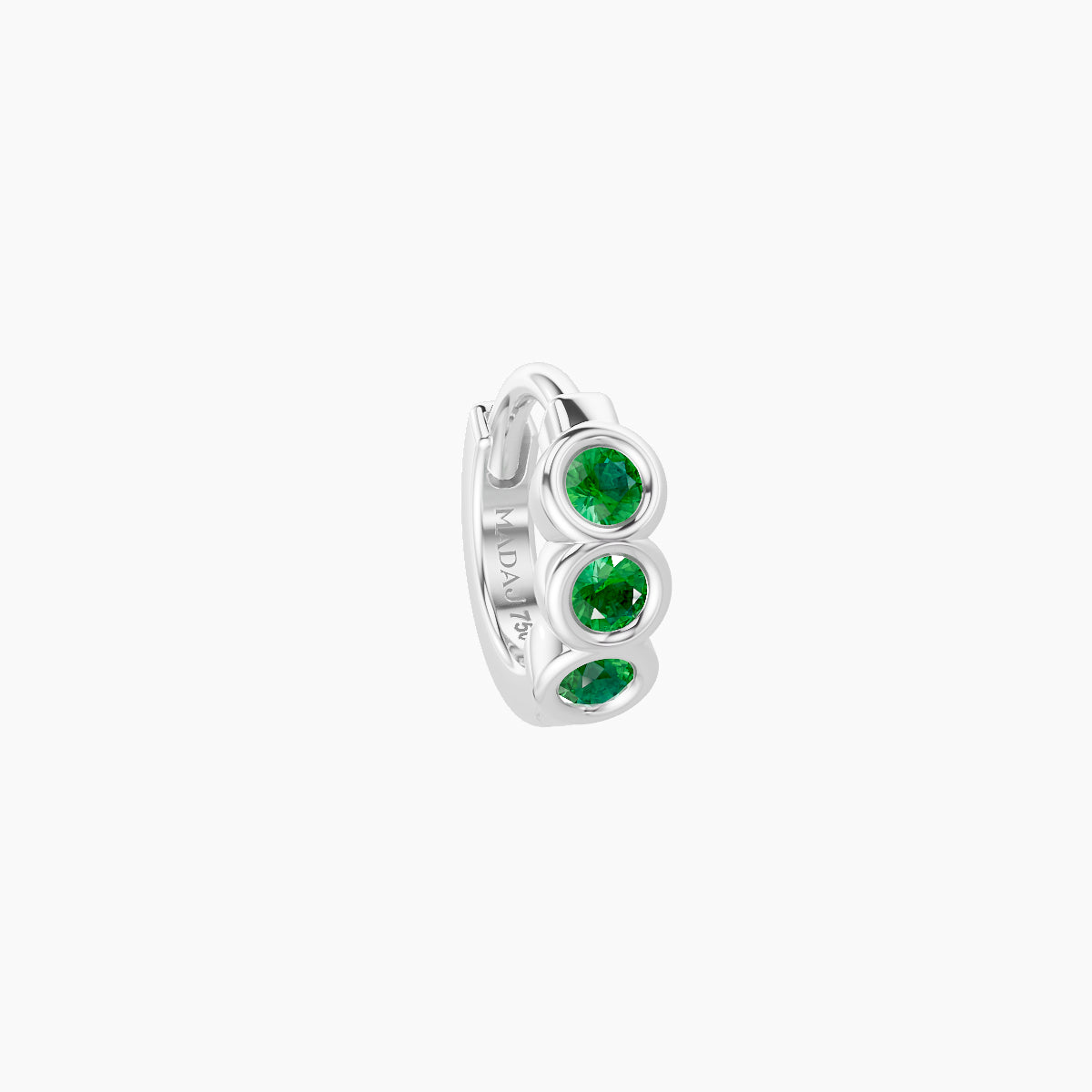 Leto | 18k White Gold 5 mm Trilogy Emerald Hoop Piercing