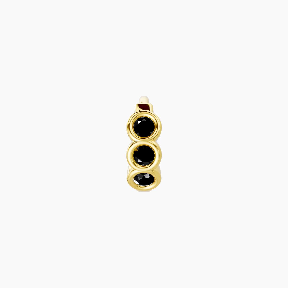 Leto | 18k Yellow Gold 5 mm Trilogy Black Diamond Hoop Piercing