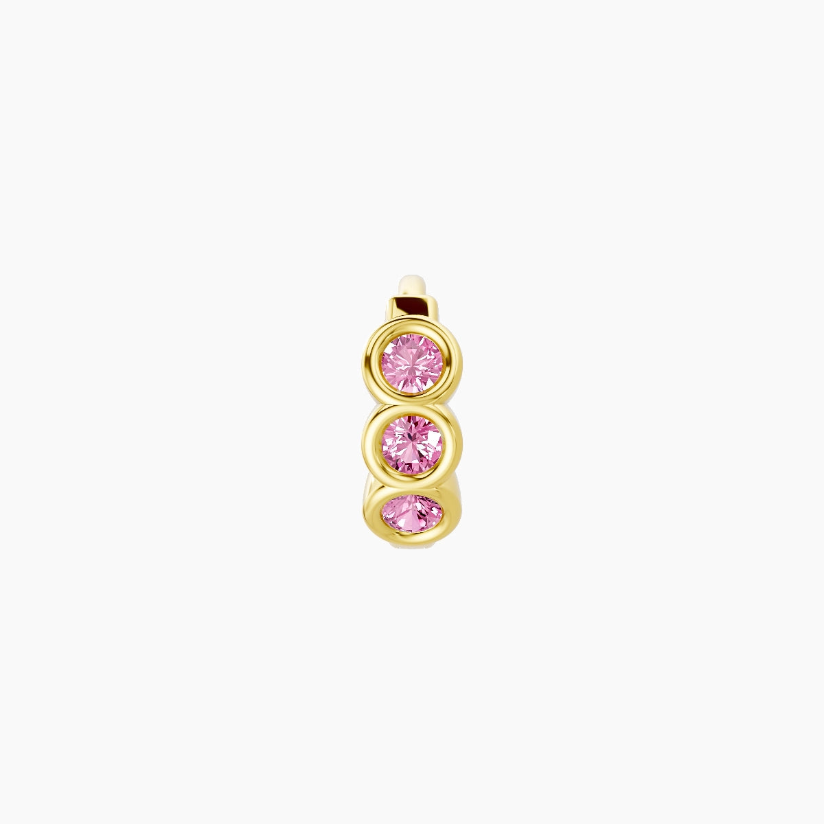 Leto | 18k Yellow Gold 5 mm Trilogy Pink Sapphire Hoop Piercing