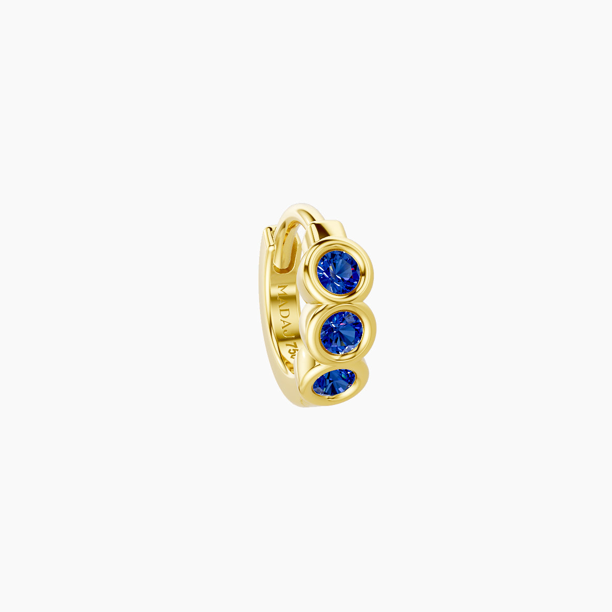 Leto | 18k Yellow Gold 5 mm Trilogy Sapphire Hoop Piercing