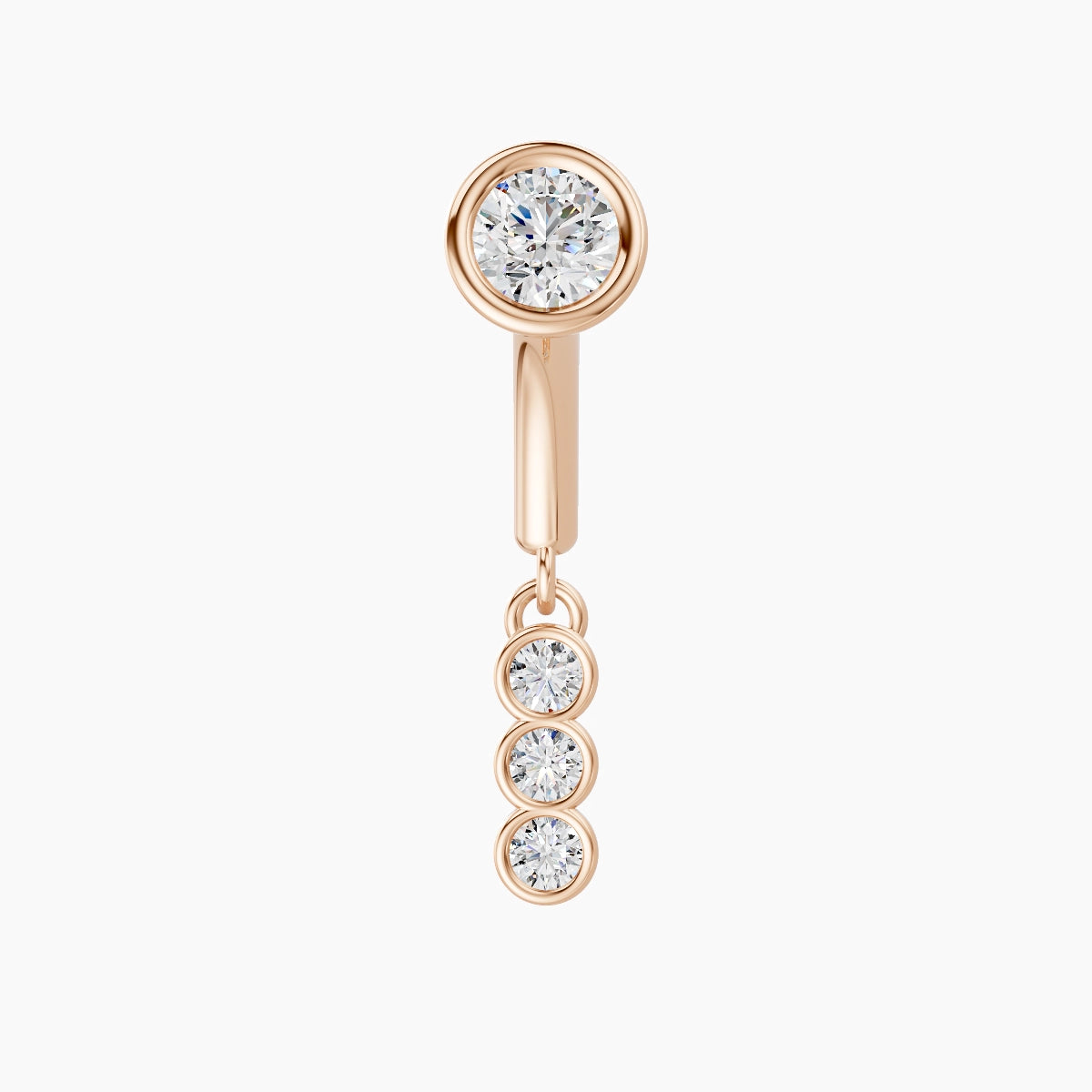 Leto | 18k Rose Gold 6 mm Trilogy Diamond Rook Piercing