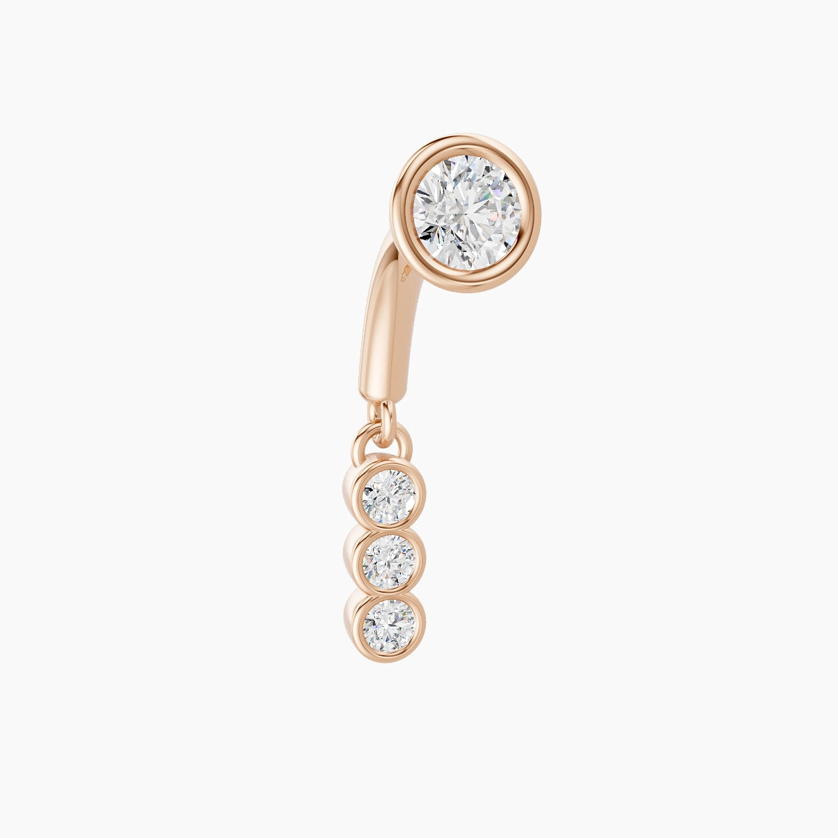 Leto | 18k Rose Gold 6 mm Trilogy Diamond Rook Piercing