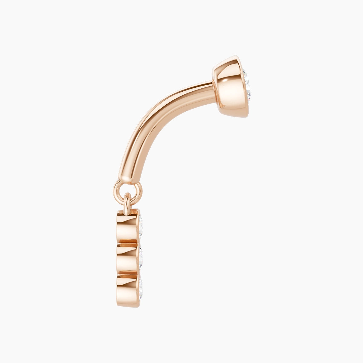Leto | 18k Rose Gold 6 mm Trilogy Diamond Rook Piercing