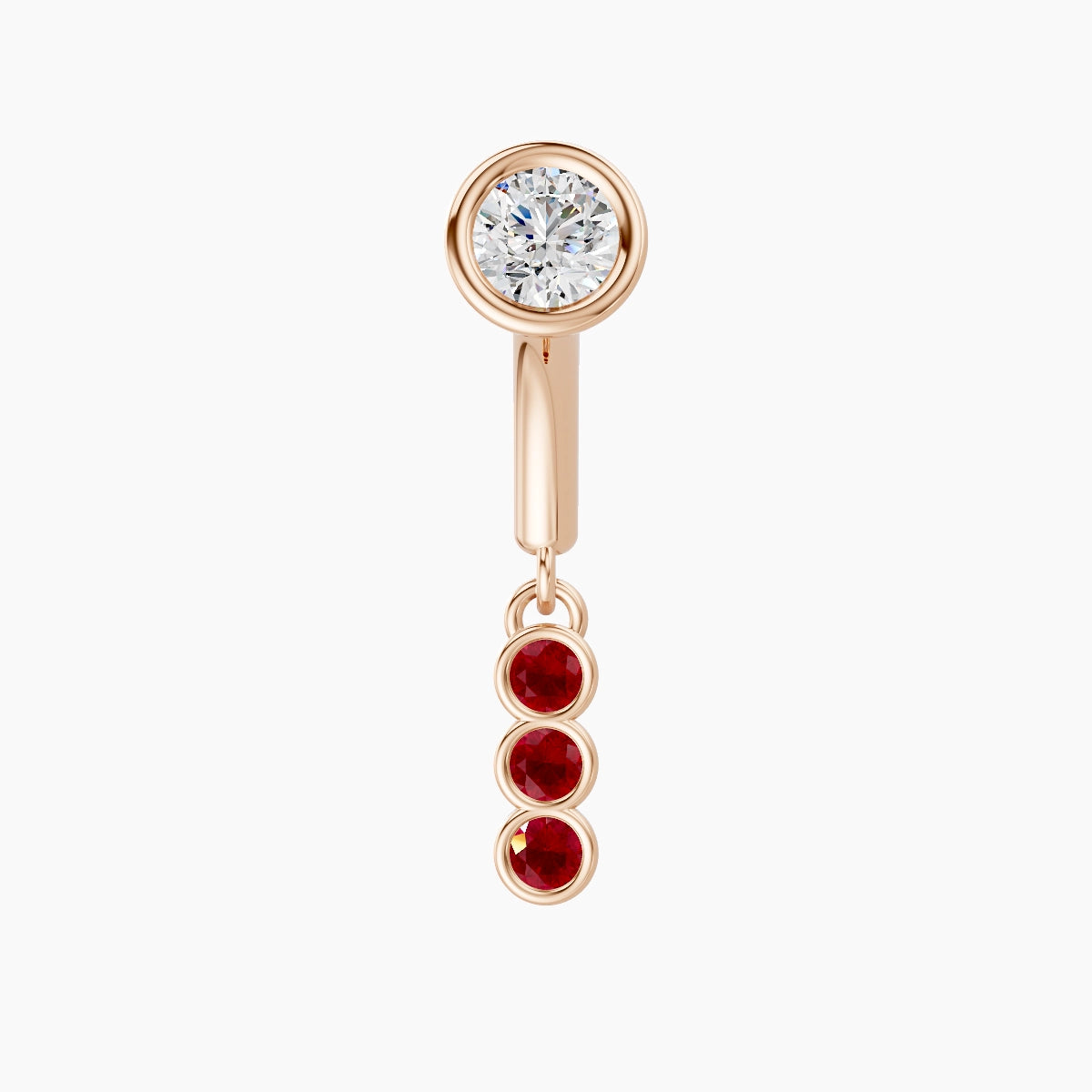 Leto | 18k Rose Gold 6 mm Trilogy Ruby & Diamond Rook Piercing