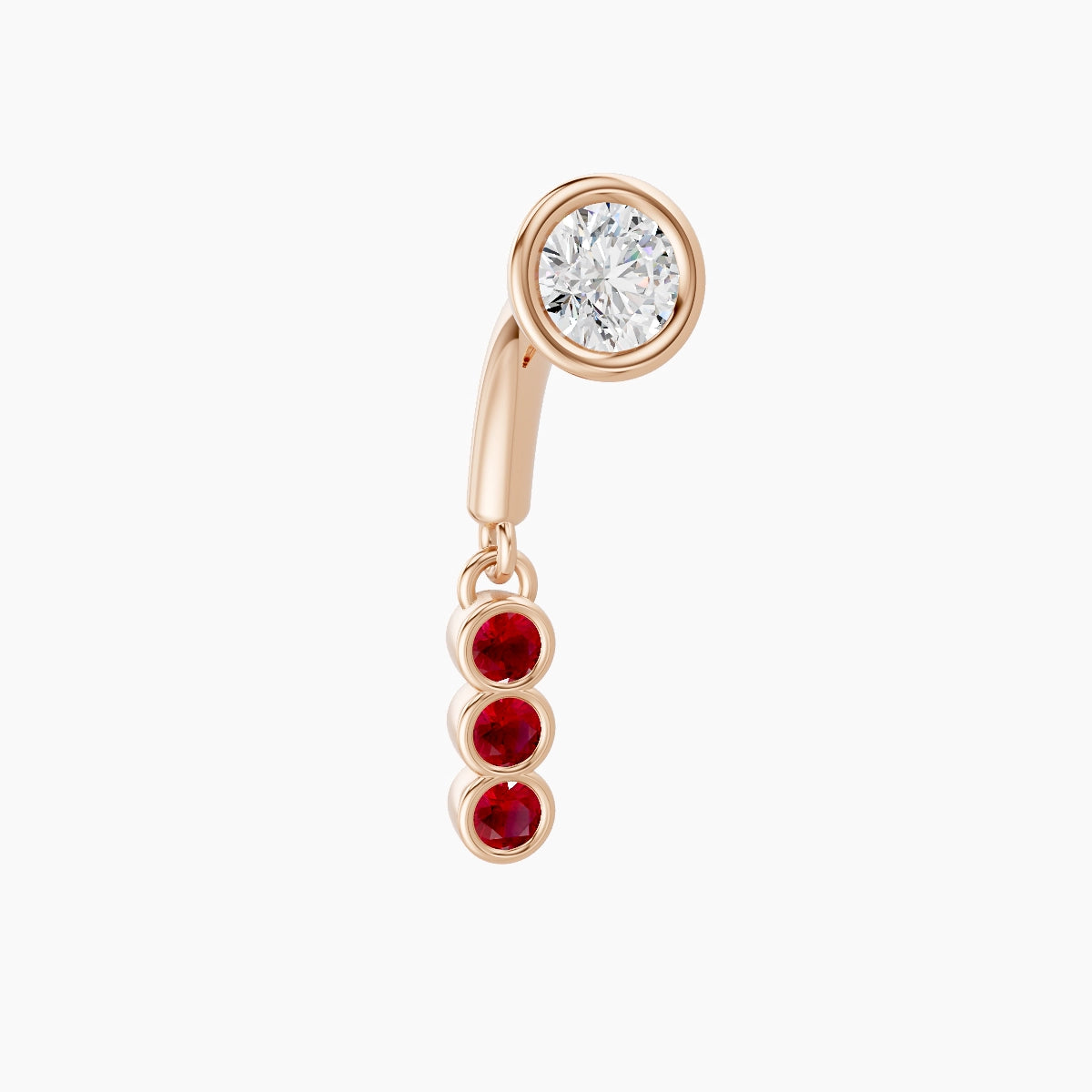 Leto | 18k Rose Gold 6 mm Trilogy Ruby & Diamond Rook Piercing