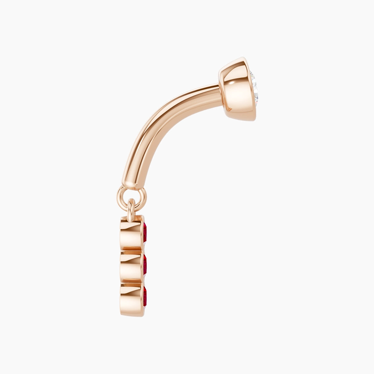 Leto | 18k Rose Gold 6 mm Trilogy Ruby & Diamond Rook Piercing