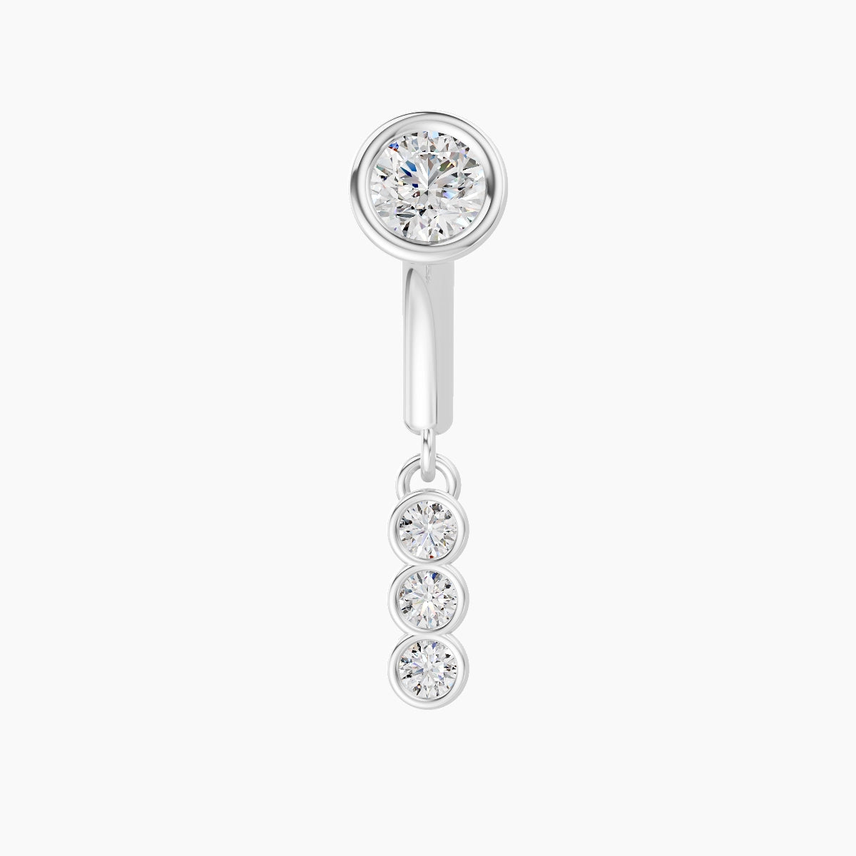 Leto | 18k White Gold 6 mm Trilogy Diamond Rook Piercing