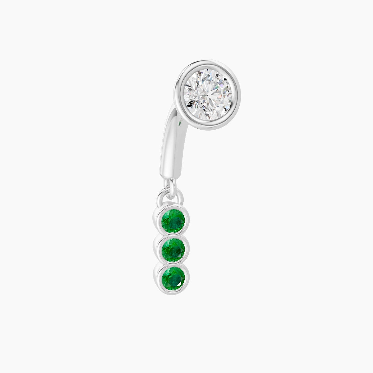 Leto | 18k White Gold 6 mm Trilogy Emerald & Diamond Rook Piercing