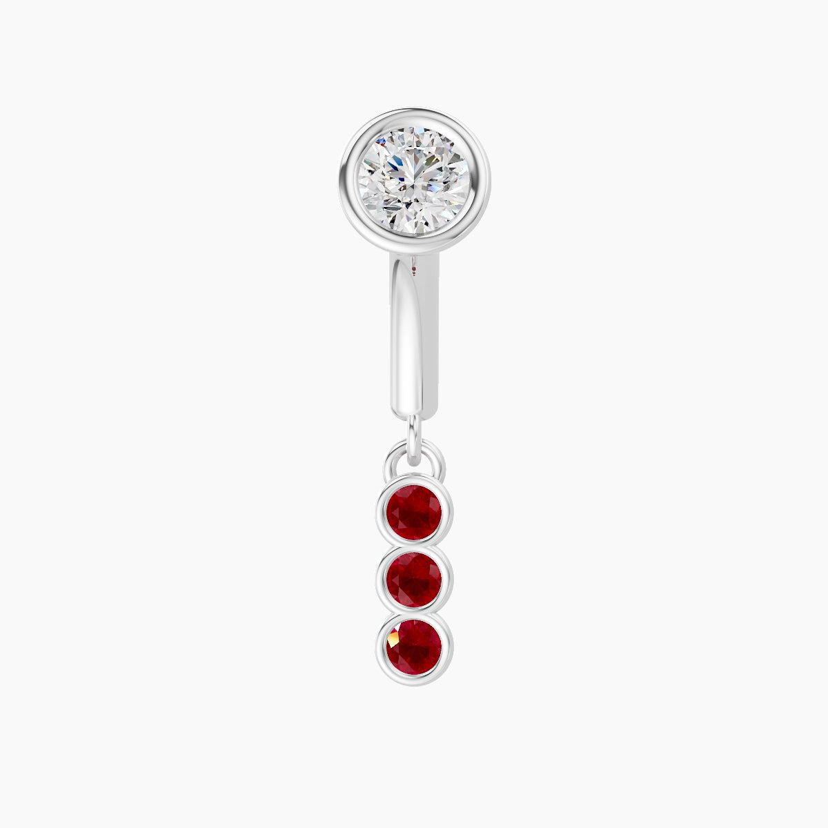 Leto | 18k White Gold 6 mm Trilogy Ruby & Diamond Rook Piercing