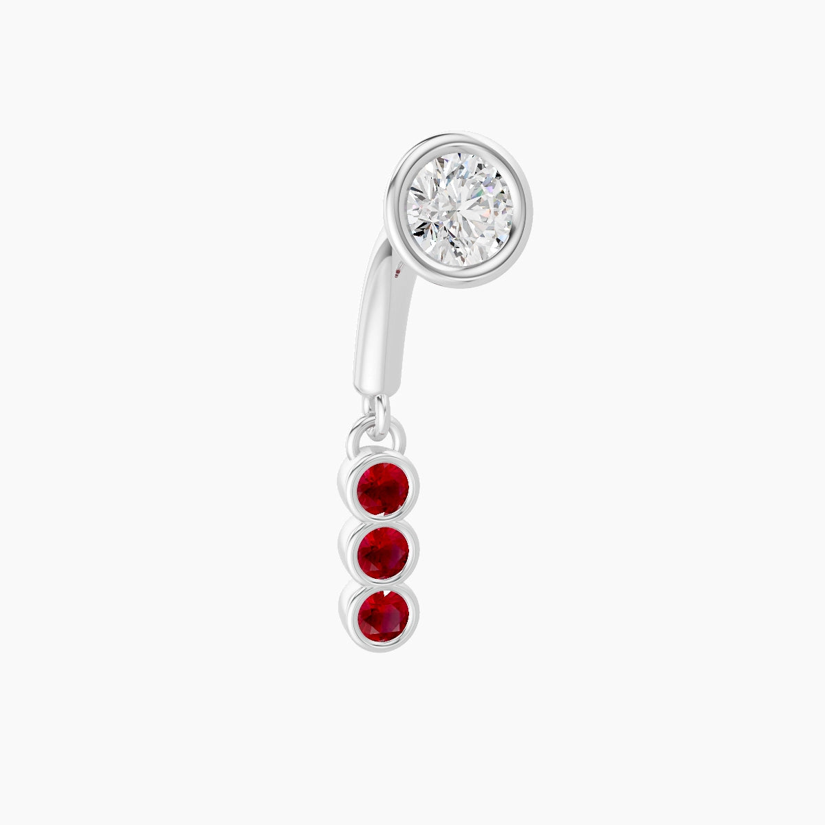 Leto | 18k White Gold 6 mm Trilogy Ruby & Diamond Rook Piercing