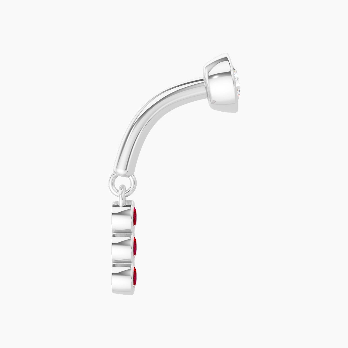Leto | 18k White Gold 6 mm Trilogy Ruby & Diamond Rook Piercing