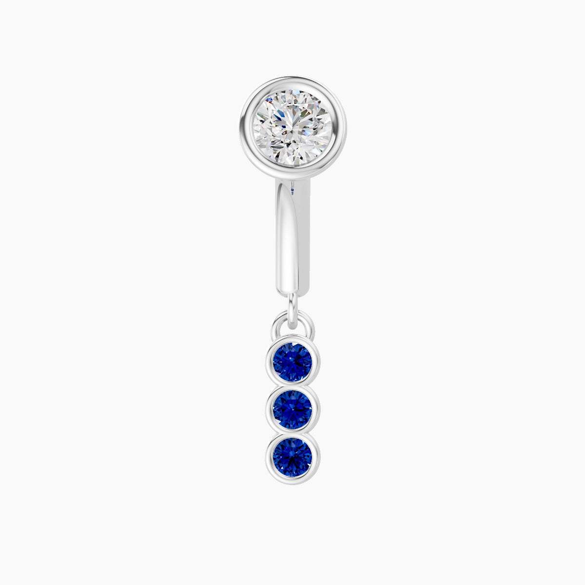 Leto | 18k White Gold 6 mm Trilogy Sapphire & Diamond Rook Piercing