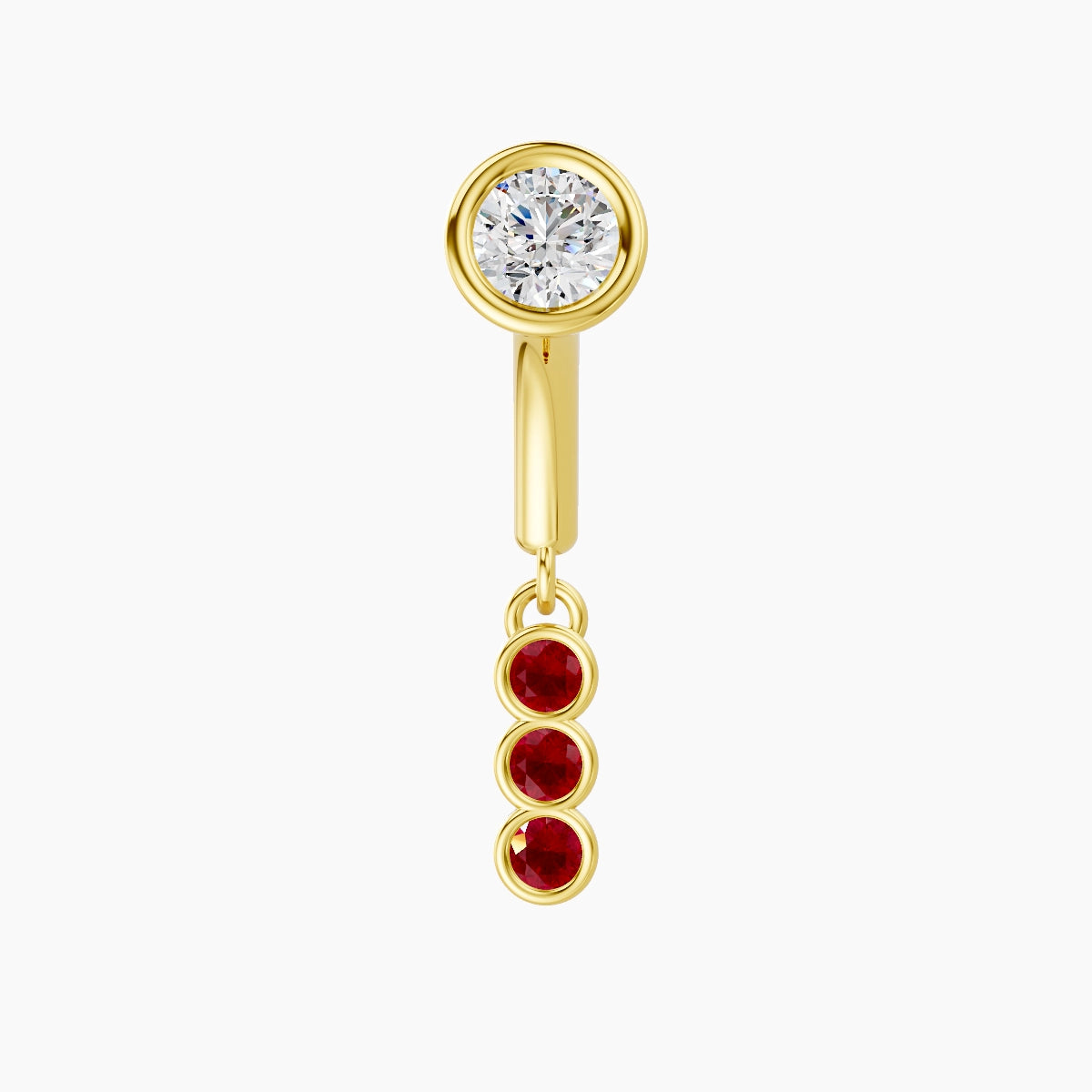 Leto | 18k Yellow Gold 6 mm Trilogy Ruby & Diamond Rook Piercing