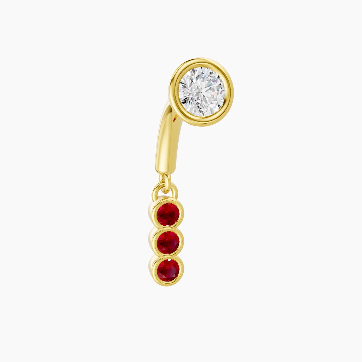 Leto | 18k Yellow Gold 6 mm Trilogy Ruby & Diamond Rook Piercing