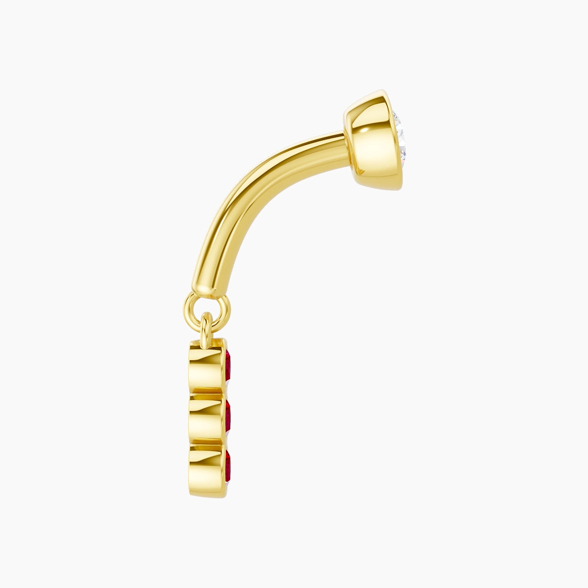 Leto | 18k Yellow Gold 6 mm Trilogy Ruby & Diamond Rook Piercing