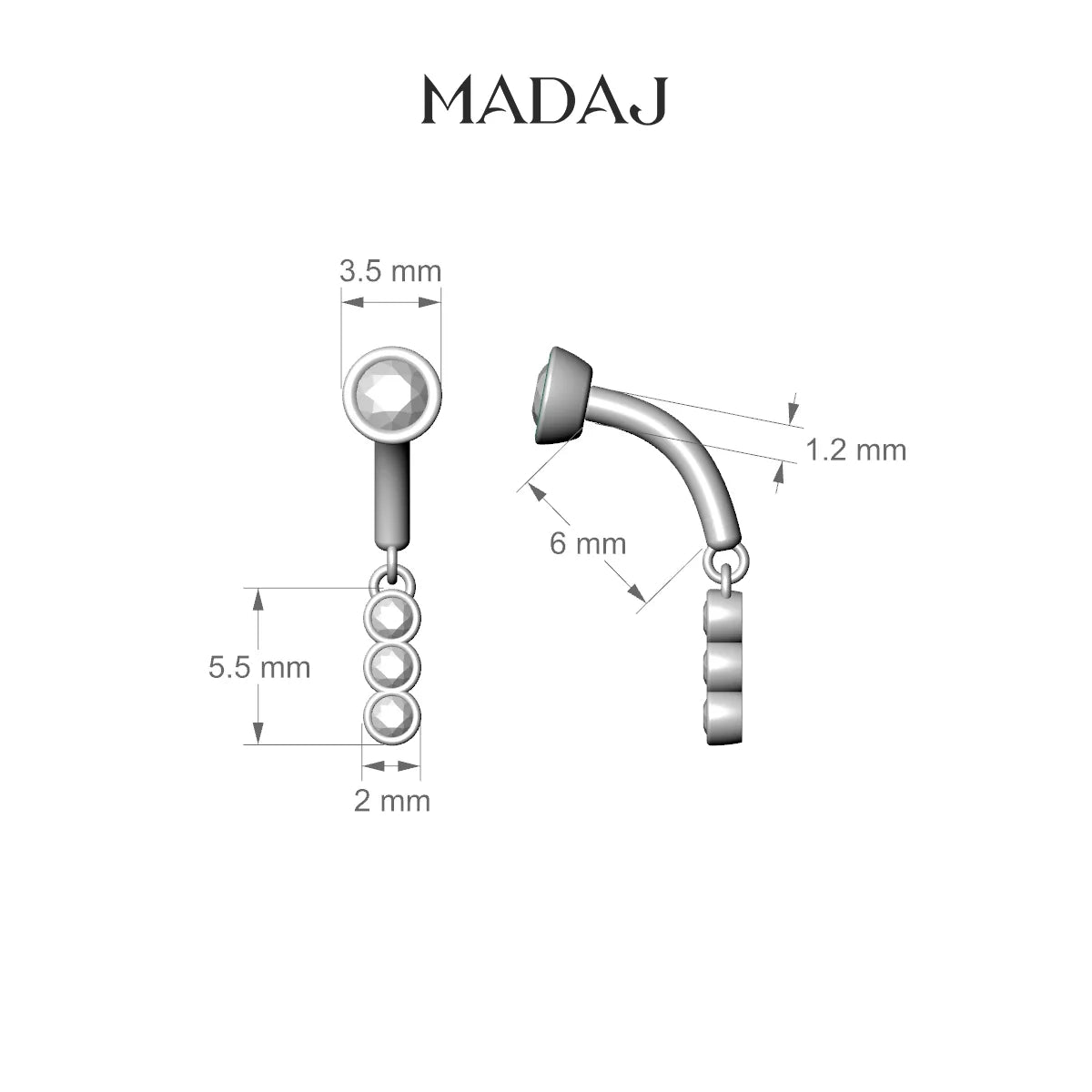 Leto | 18k White Gold 6 mm Trilogy Ruby & Diamond Rook Piercing