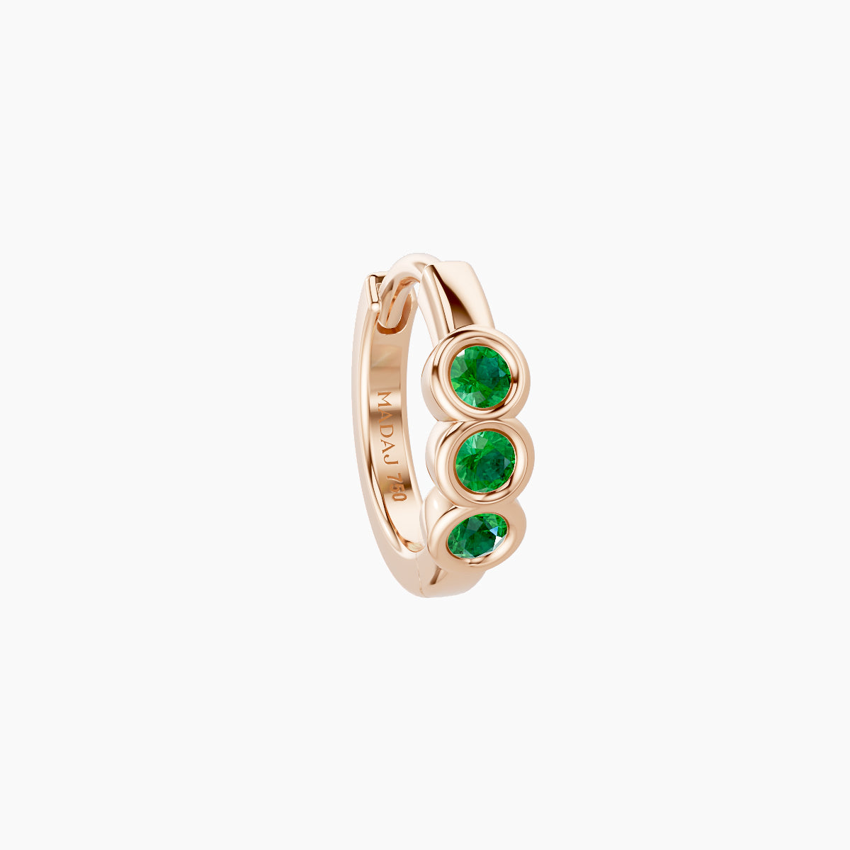 Leto | 18k Rose Gold 6.5 mm Trilogy Emerald Hoop Piercing
