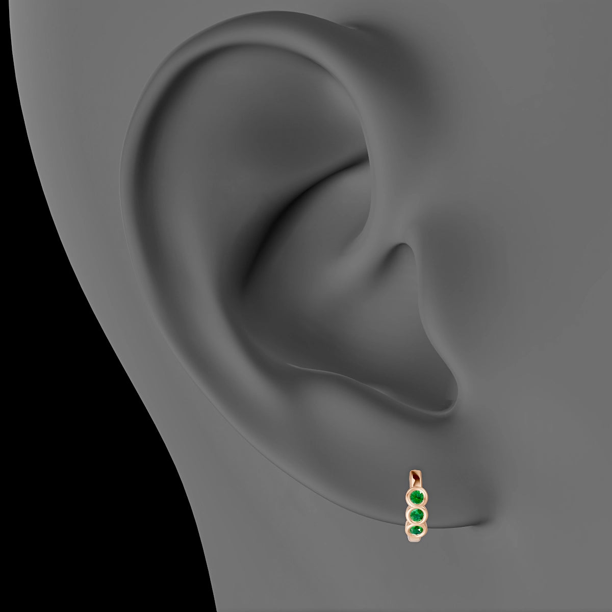 Leto | 18k Rose Gold 6.5 mm Trilogy Emerald Hoop Piercing