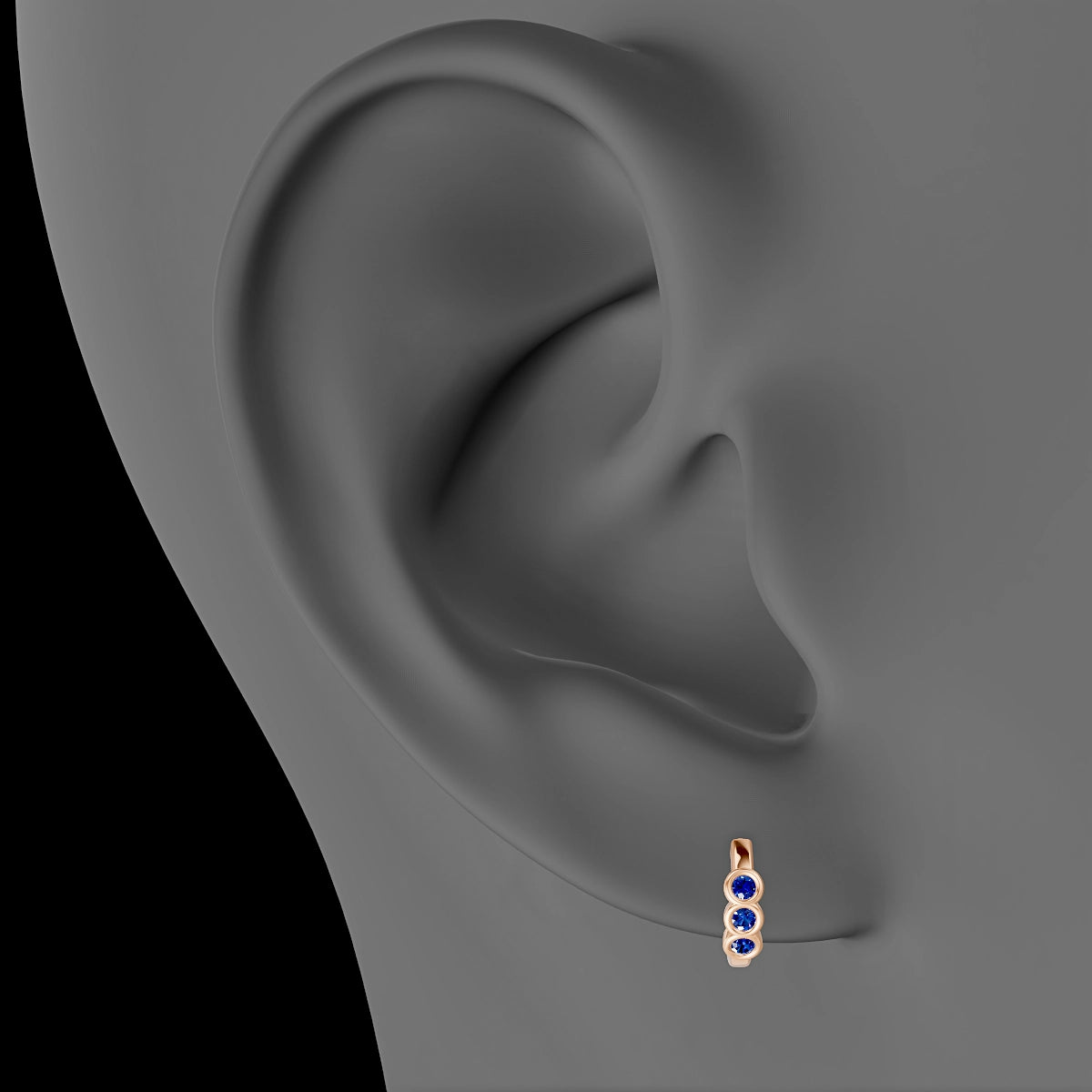 Leto | 18k Rose Gold 6.5 mm Trilogy Sapphire Hoop Piercing