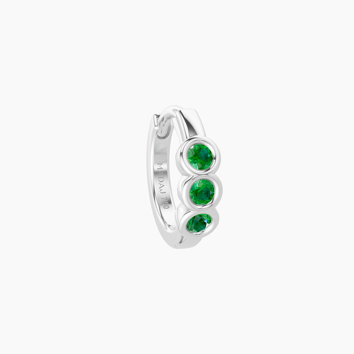 Leto | 18k White Gold 6.5 mm Trilogy Emerald Hoop Piercing