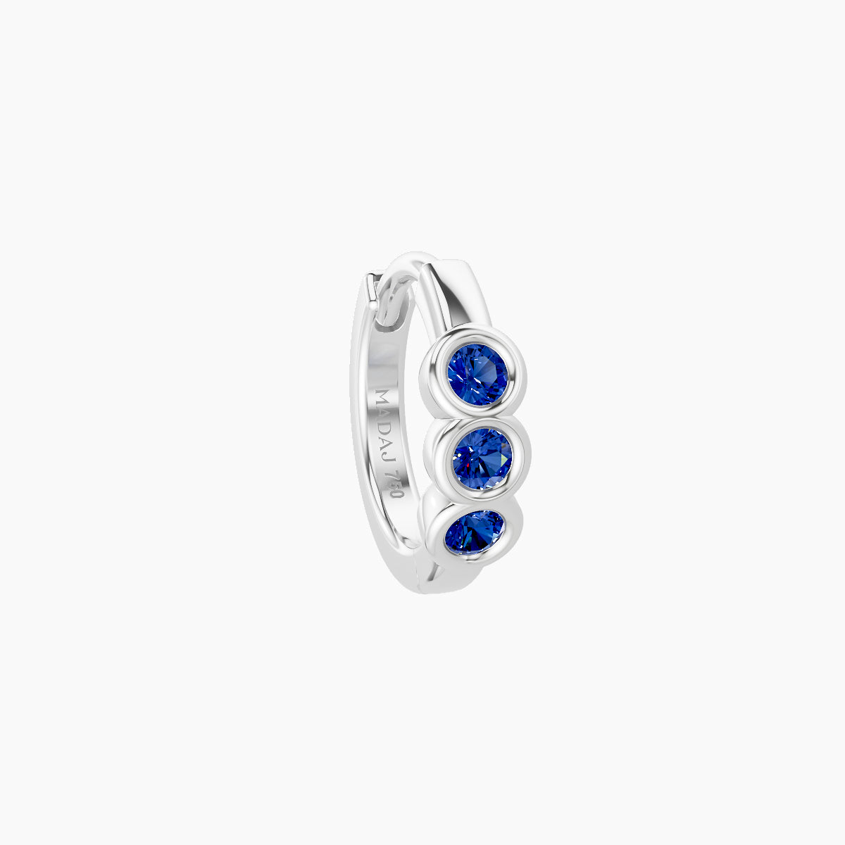 Leto | 18k White Gold 6.5 mm Trilogy Sapphire Hoop Piercing