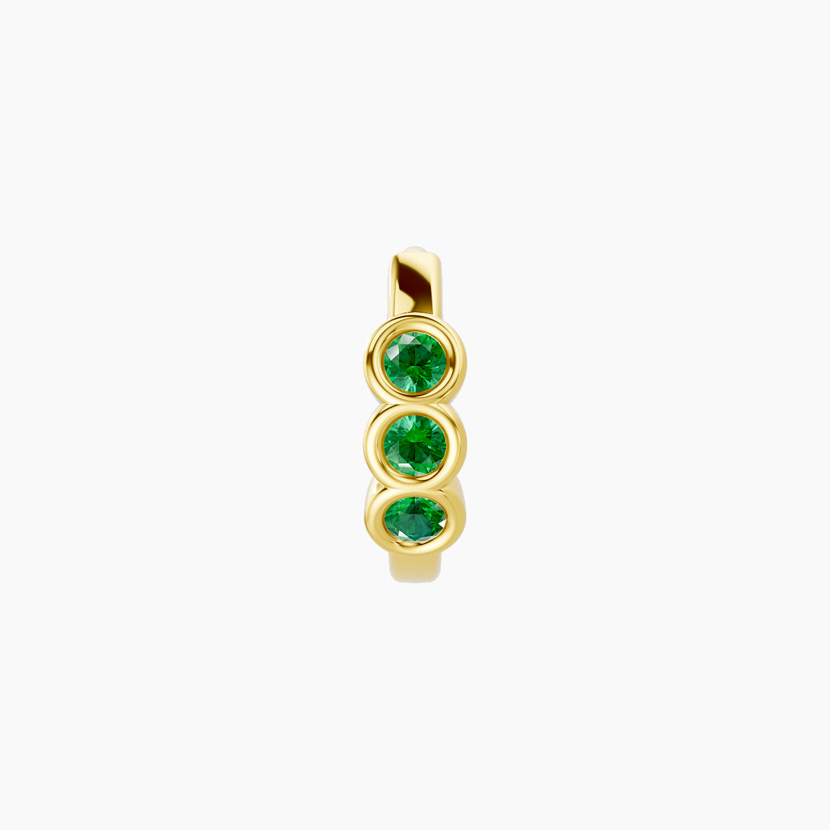 Leto | 18k Yellow Gold 6.5 mm Trilogy Emerald Hoop Piercing