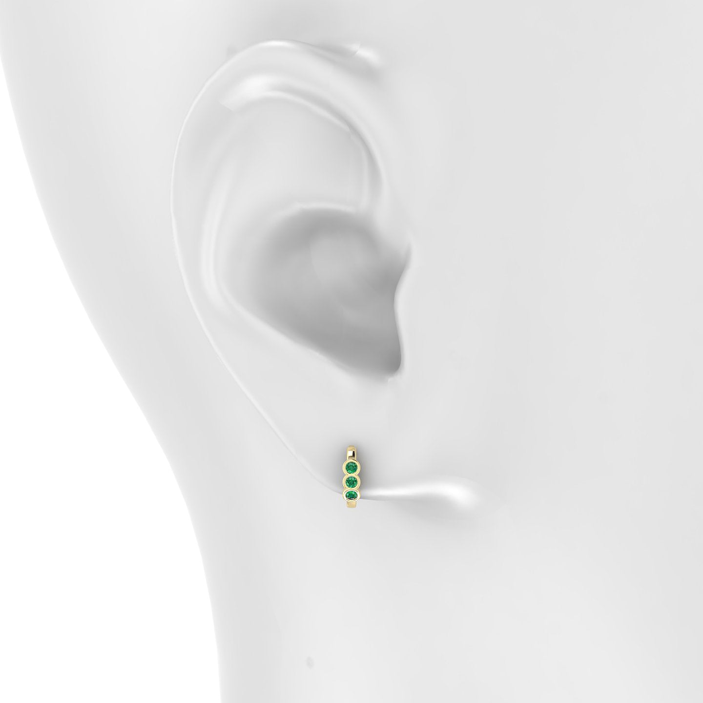 Leto | 18k Yellow Gold 6.5 mm Trilogy Emerald Hoop Piercing