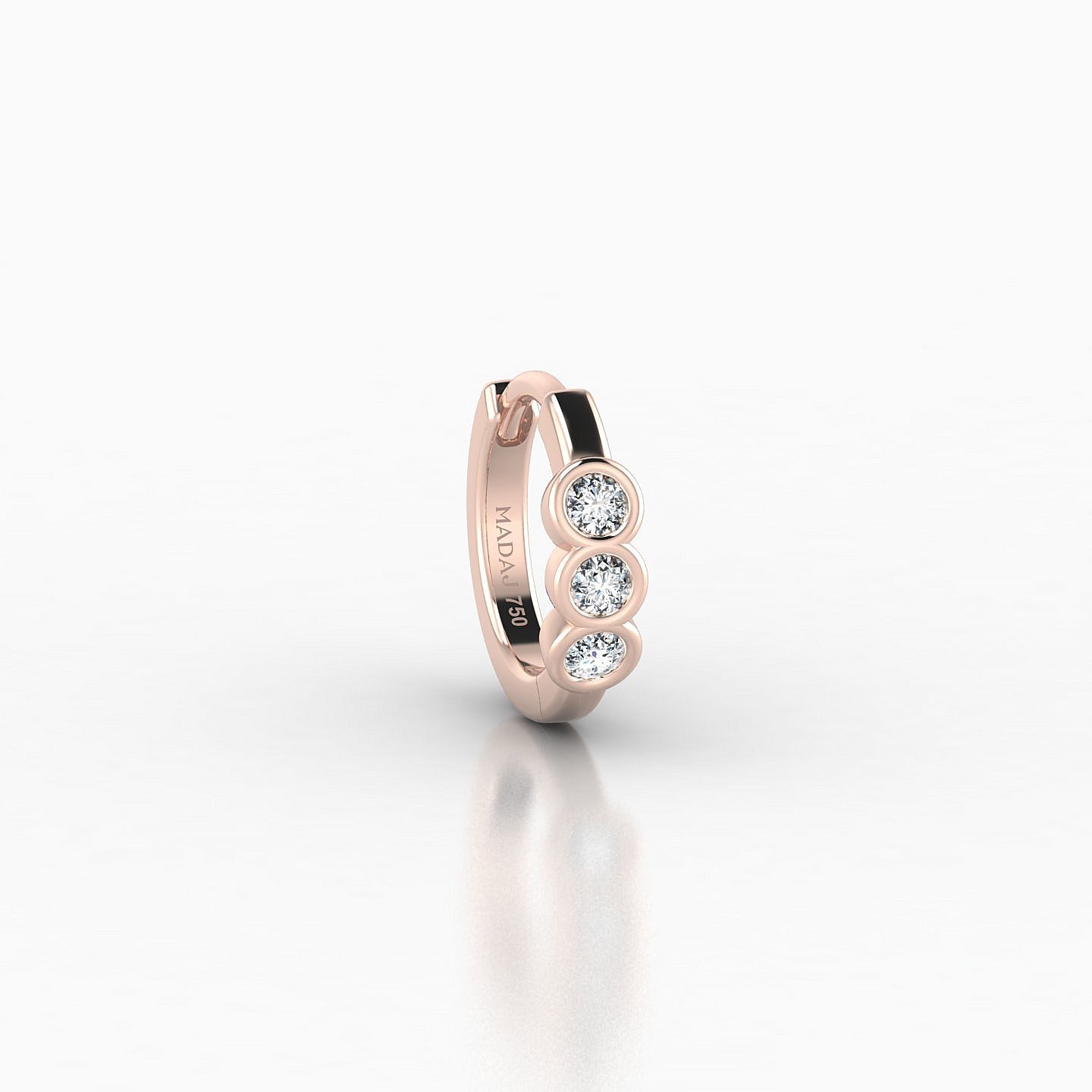 Leto | 18k Rose Gold 6.5 mm Trilogy Diamond Nose Ring Piercing