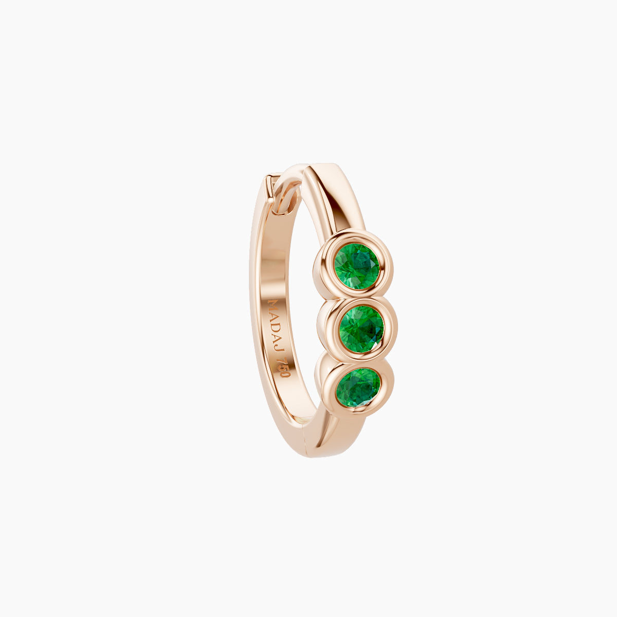 Leto | 18k Rose Gold 8 mm Trilogy Emerald Hoop Piercing