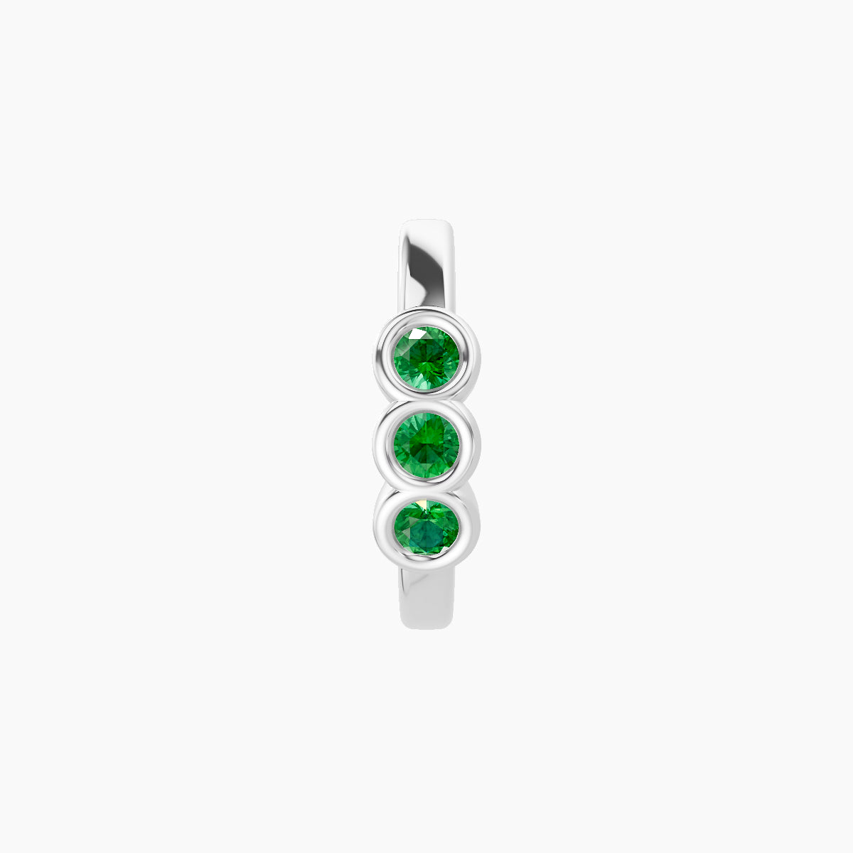 Leto | 18k White Gold 8 mm Trilogy Emerald Hoop Piercing