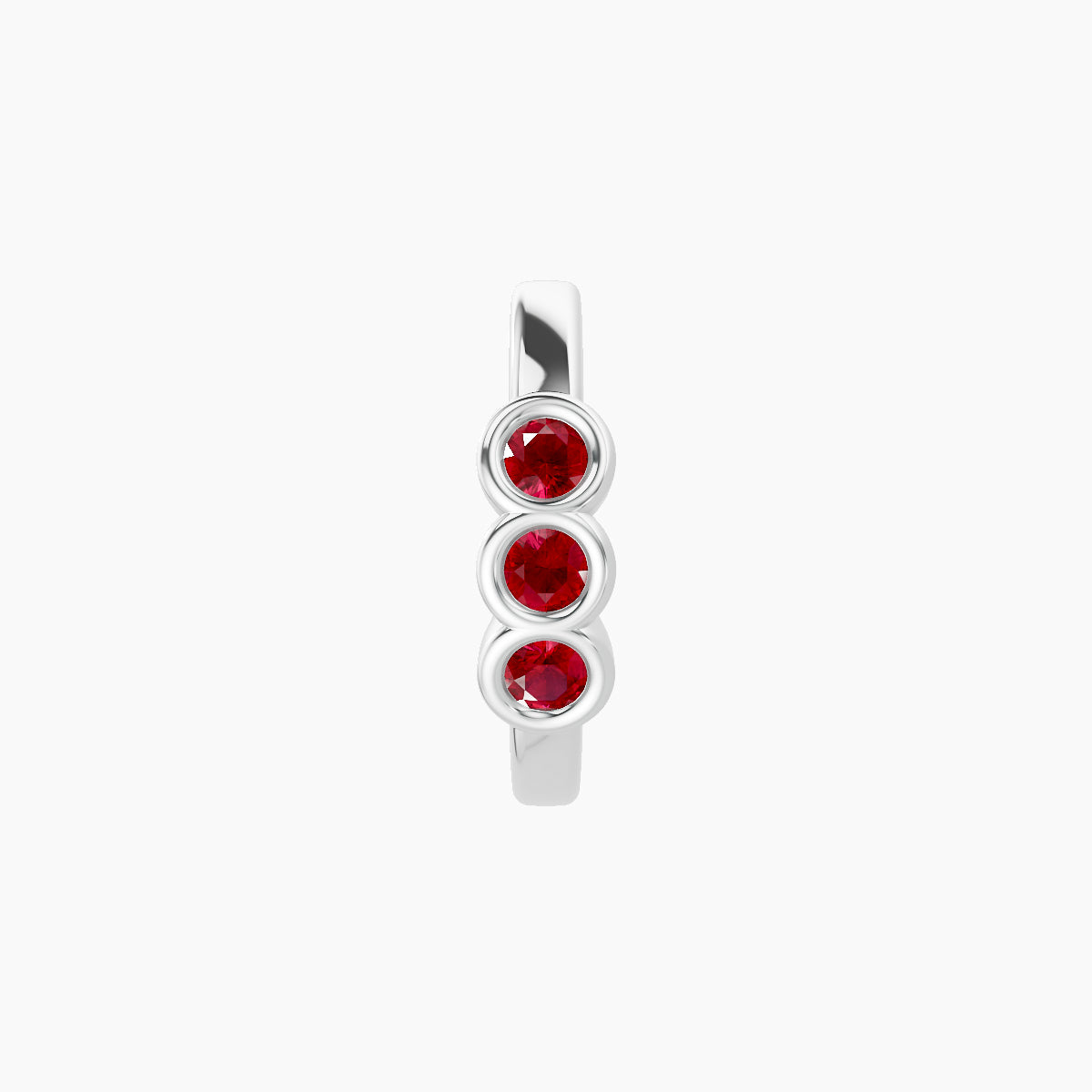 Leto | 18k White Gold 8 mm Trilogy Ruby Hoop Piercing