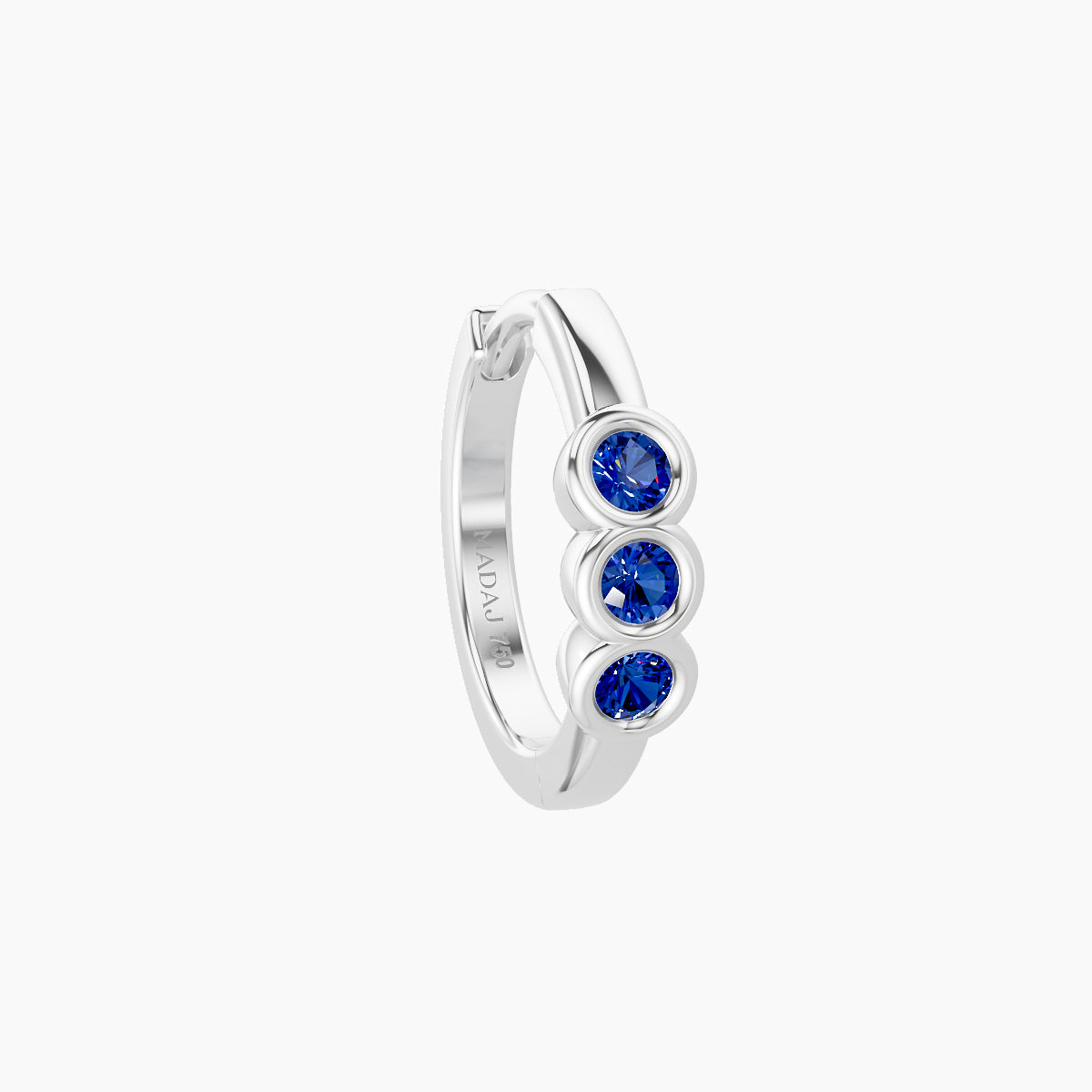 Leto | 18k White Gold 8 mm Trilogy Sapphire Hoop Piercing