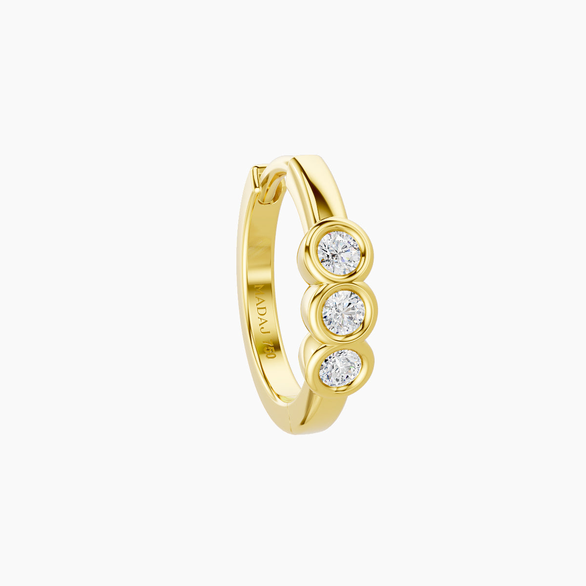 Leto | 18k Yellow Gold 8 mm Trilogy Diamond Hoop Piercing
