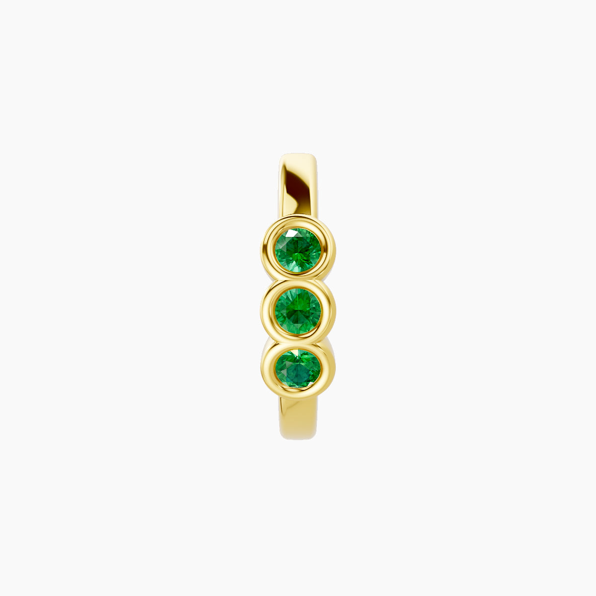 Leto | 18k Yellow Gold 8 mm Trilogy Emerald Hoop Piercing