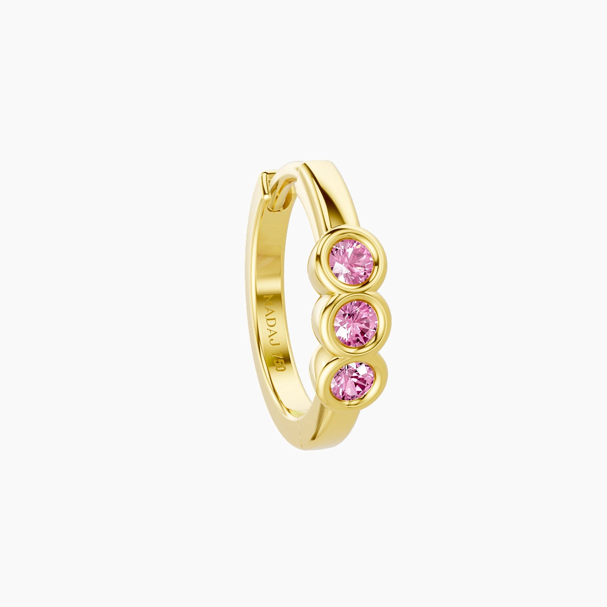 Leto | 18k Yellow Gold 8 mm Trilogy Pink Sapphire Hoop Piercing