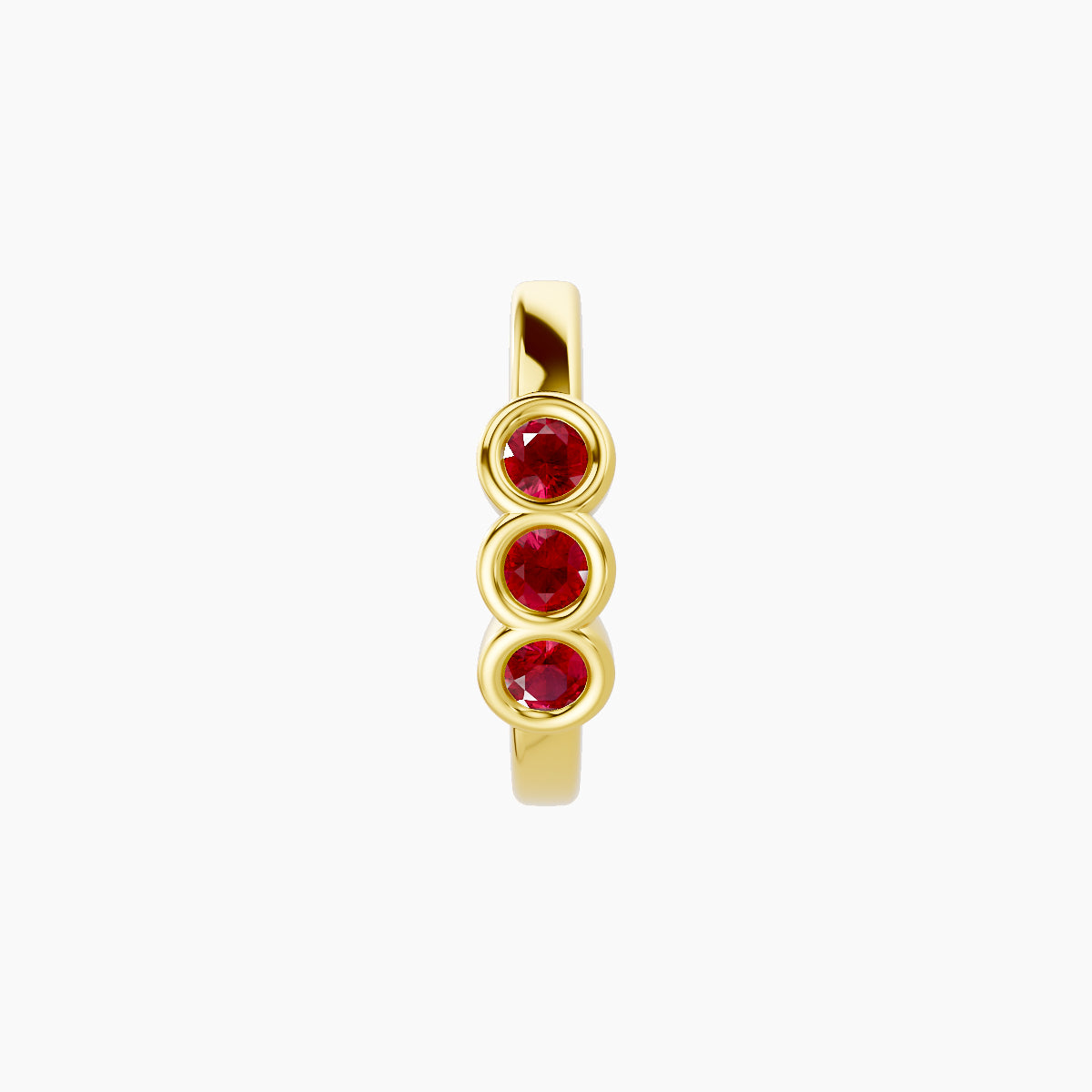 Leto | 18k Yellow Gold 8 mm Trilogy Ruby Hoop Piercing