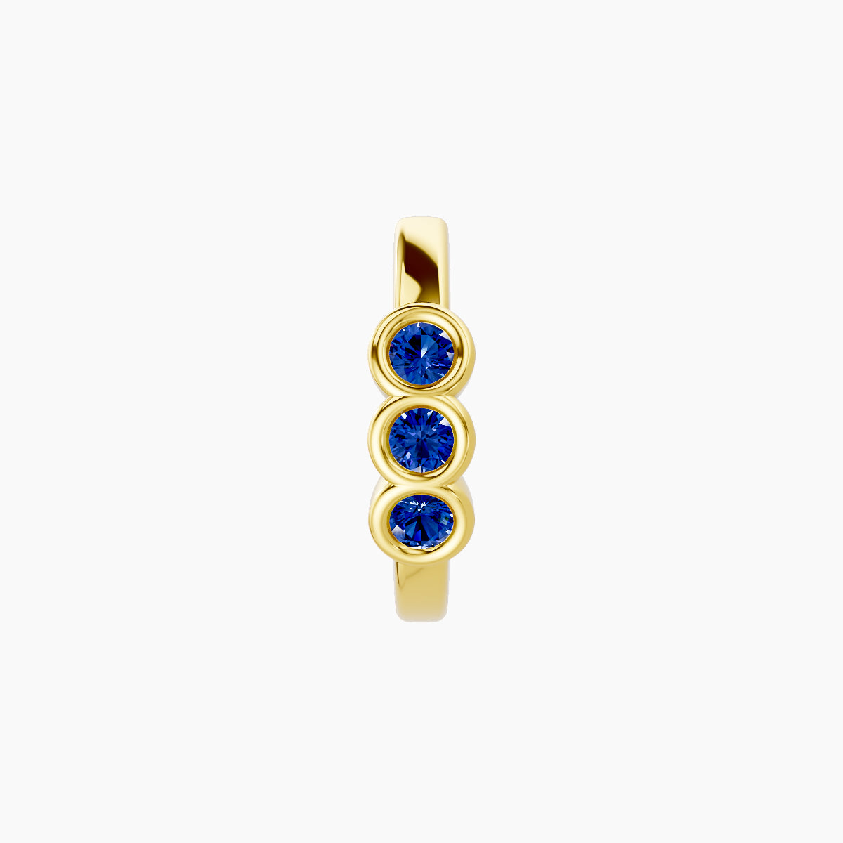 Leto | 18k Yellow Gold 8 mm Trilogy Sapphire Hoop Piercing