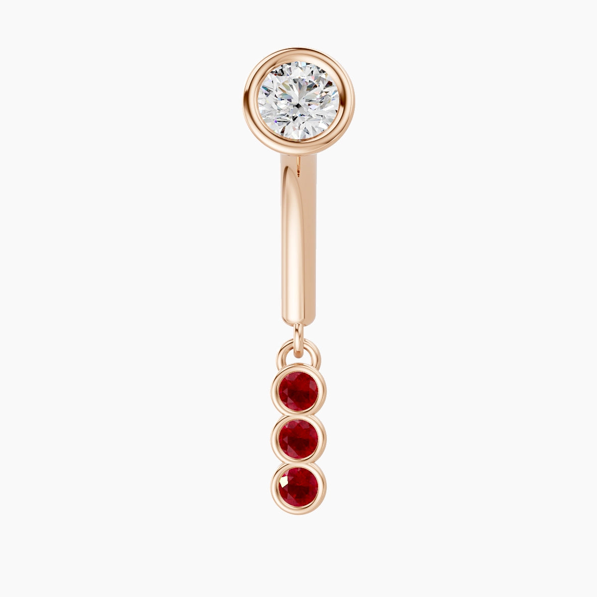 Leto | 18k Rose Gold 8 mm Trilogy Ruby & Diamond Rook Piercing