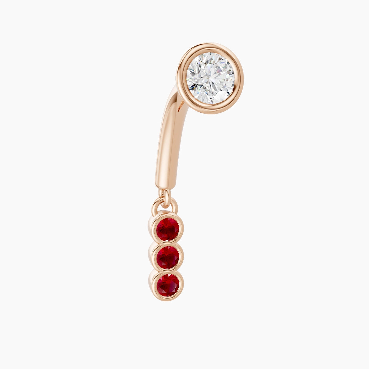 Leto | 18k Rose Gold 8 mm Trilogy Ruby & Diamond Rook Piercing