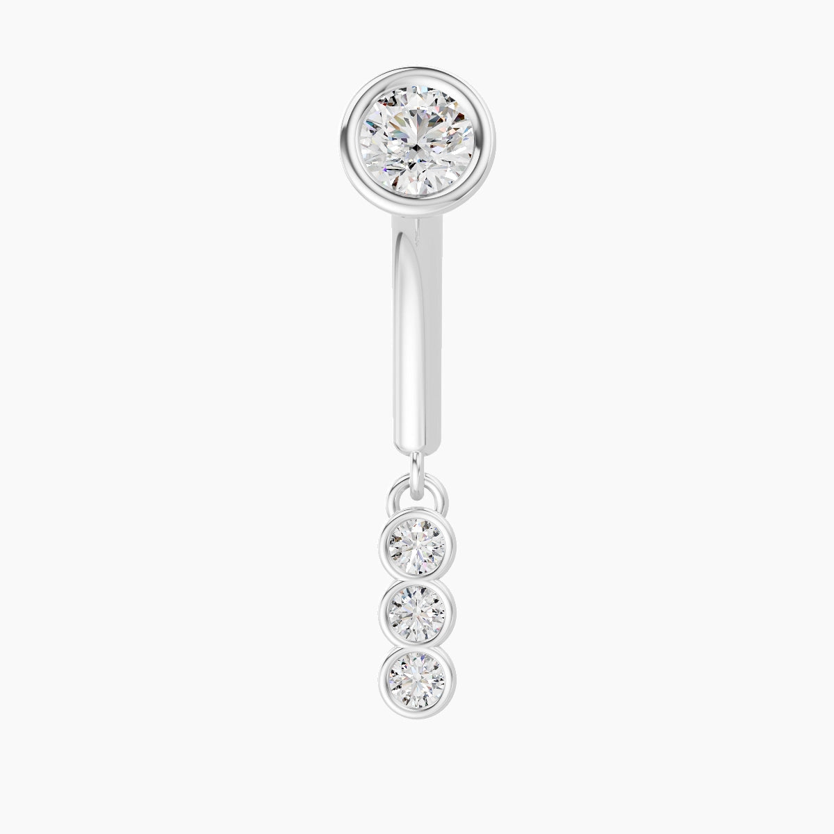 Leto | 18k White Gold 8 mm Trilogy Diamond Rook Piercing