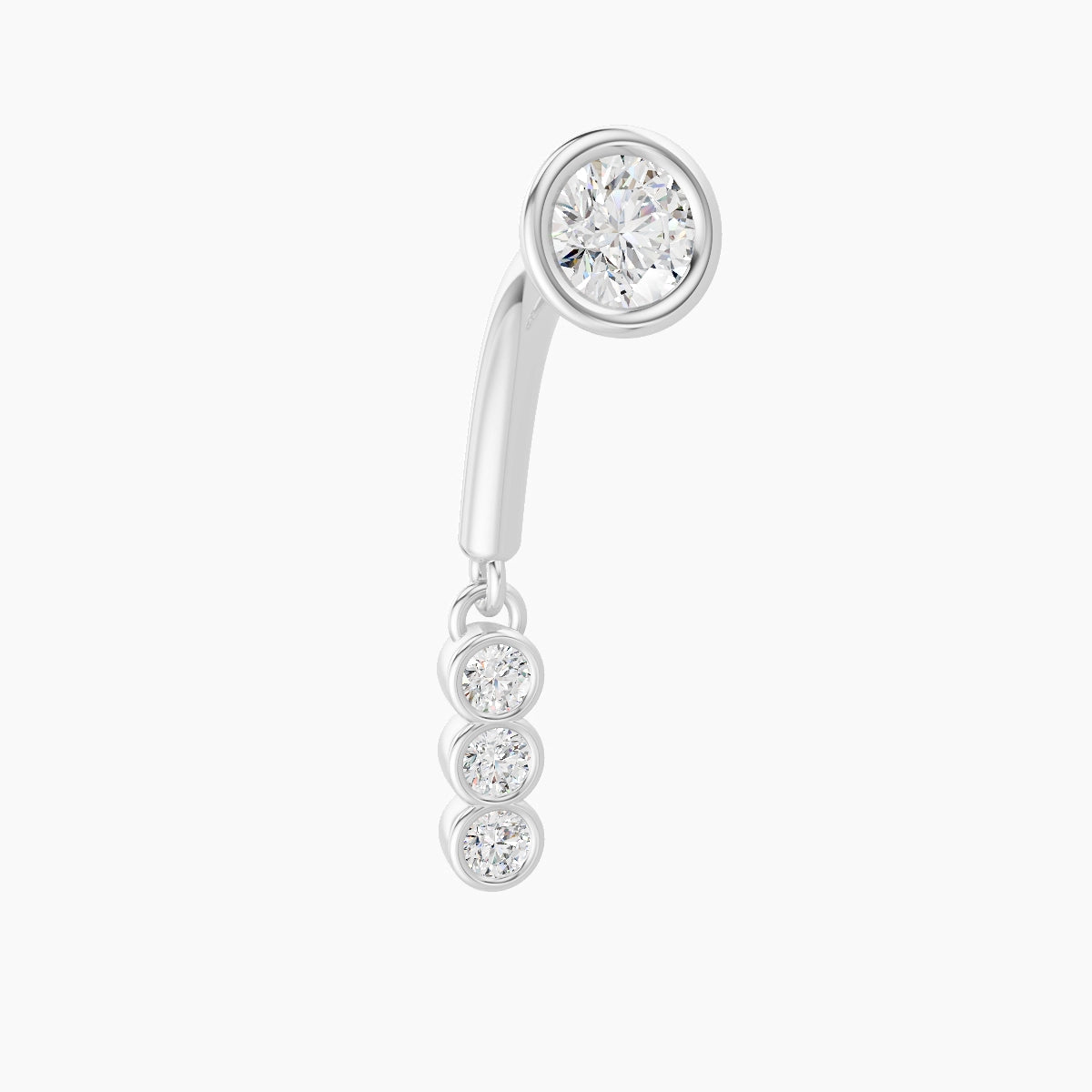 Leto | 18k White Gold 8 mm Trilogy Diamond Rook Piercing