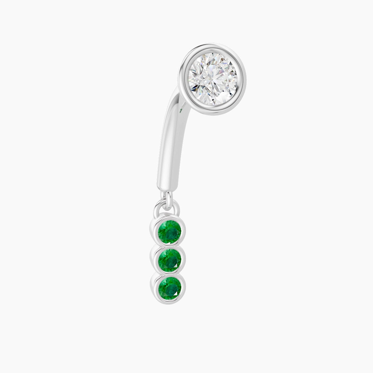 Leto | 18k White Gold 8 mm Trilogy Emerald & Diamond Rook Piercing