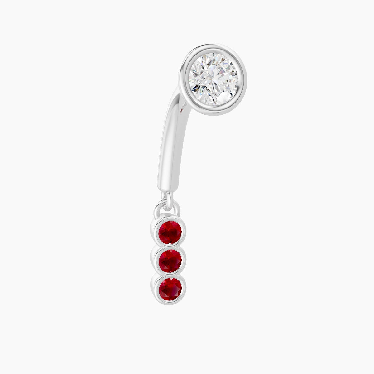 Leto | 18k White Gold 8 mm Trilogy Ruby & Diamond Rook Piercing