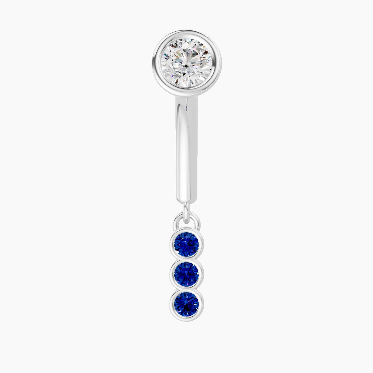 Leto | 18k White Gold 8 mm Trilogy Sapphire & Diamond Rook Piercing